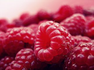 Fresh red raspberries close-up